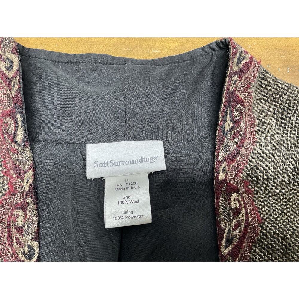 Soft Surroundings Embroidered Gray Sweater Jacket with Rust and Purple Accents - Picture 6 of 13
